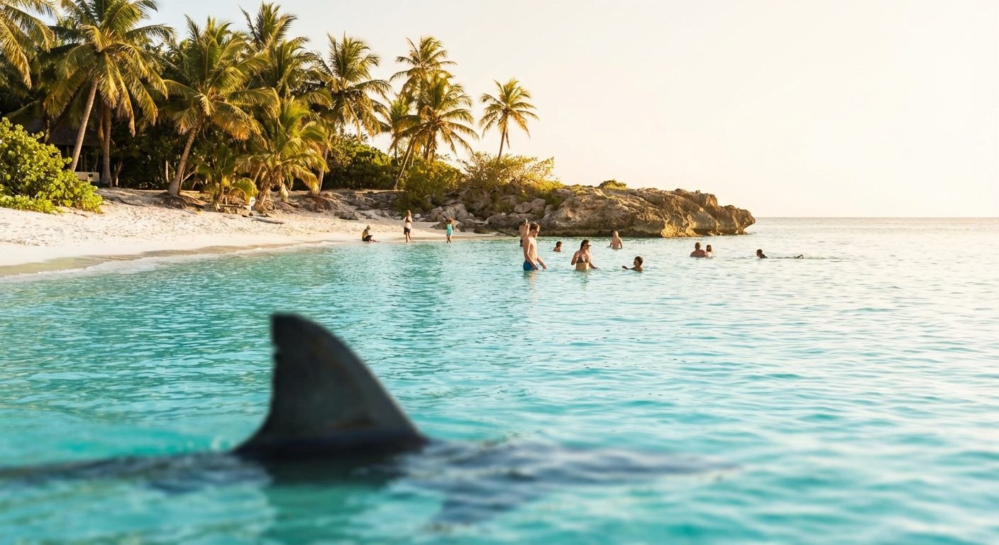 This paradise beach conceals a significant shark population… locals continue swimming there